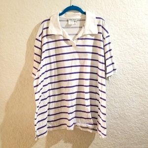 Ulla Popken Striped Short Sleeved polo